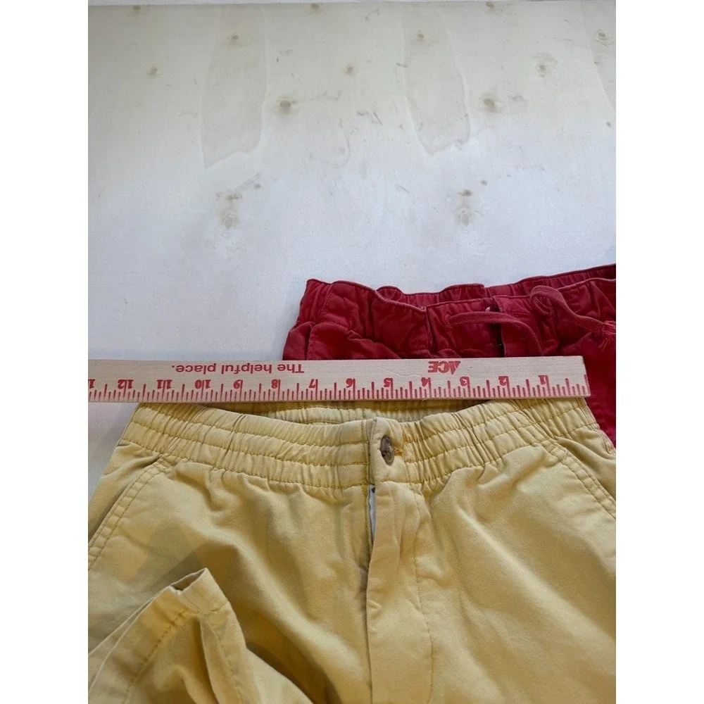 2 Polo Ralph Lauren Boys Chino Shorts Size 10 Yellow Red Solid Zip Flat Front
